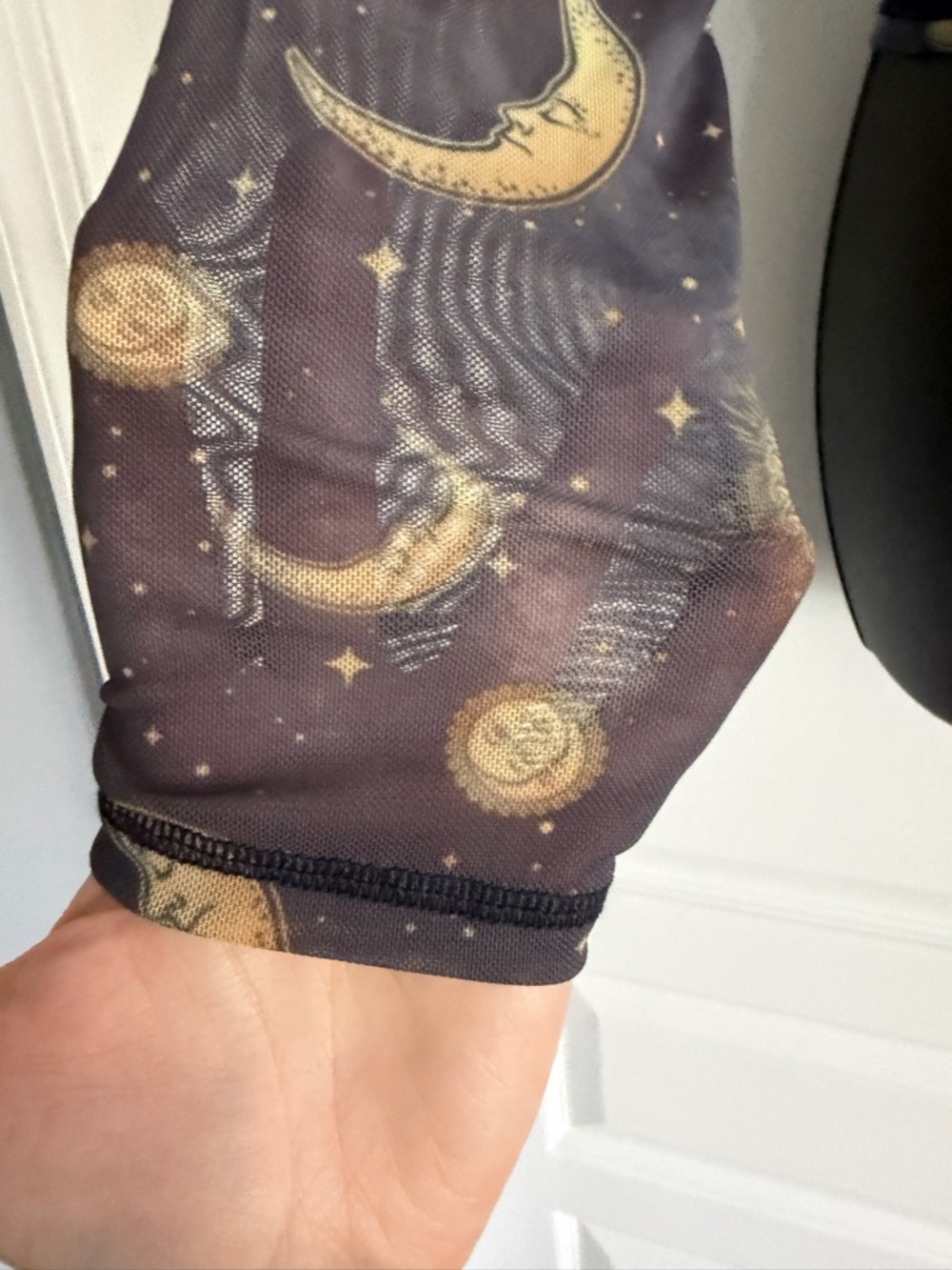 Forever 21 Navy Celestial Print High Neck Long Sleeve Mesh Top - Picture 4 of 7